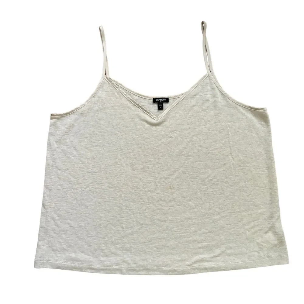 Express Basic Oatmeal Cream Spaghetti Strap Tank Top Size XLarge  NWOT 8 0365 - Picture 2 of 4